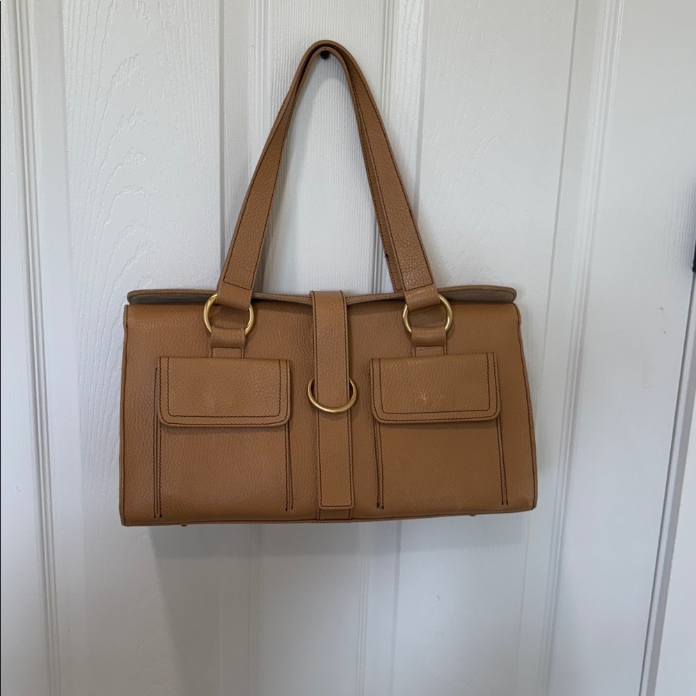 Furla Bag Tan Leather Interior with Gold Plaque